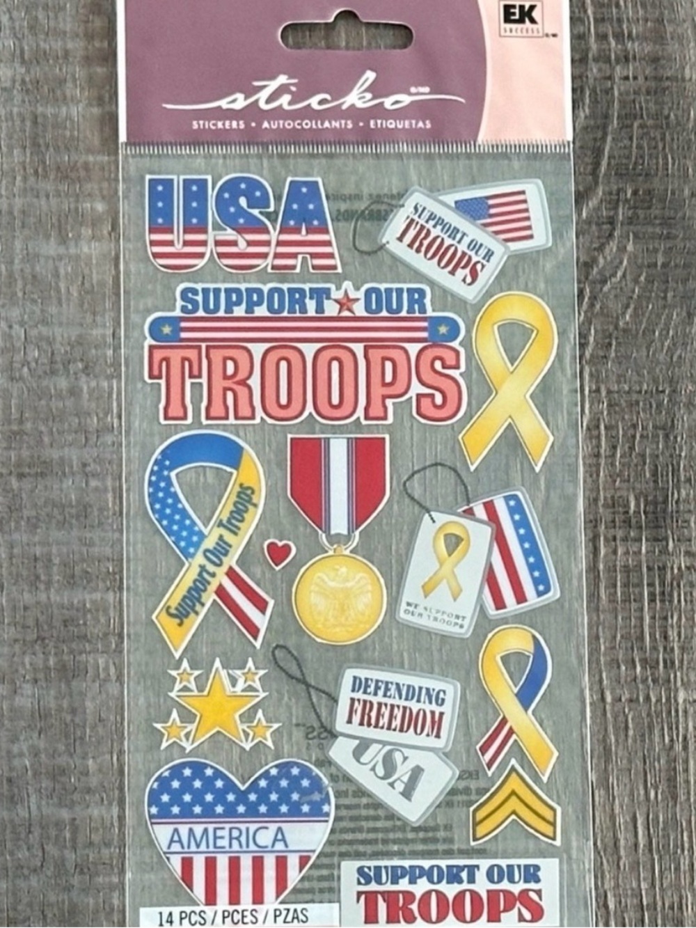 💞 New USA America Support Our Troops Freedom Flag Foil Scrapbook Craft Stickers